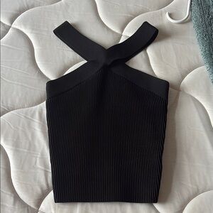 Aritzia Black Ribbed Cut Out Tank Top